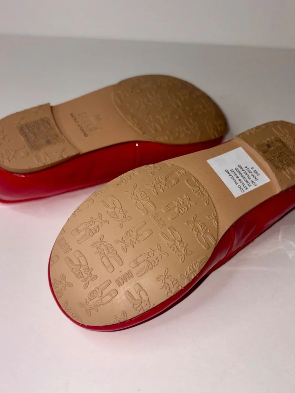 Bloch Red Patent Leather Ballet Flats Bow Women’s Size 9 NEW No Box